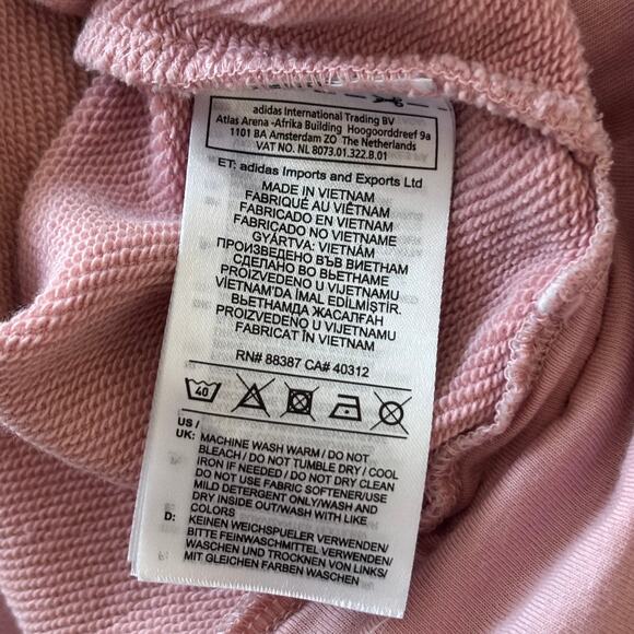 Adidas Bellista Wms Small LS Cropped Pink Pullover Sweatshirt Casual Activewear - Picture 7 of 9